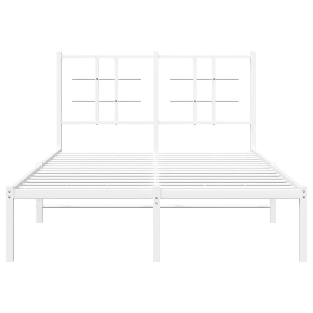 Bed frame with headboard metal white 120x190 cm