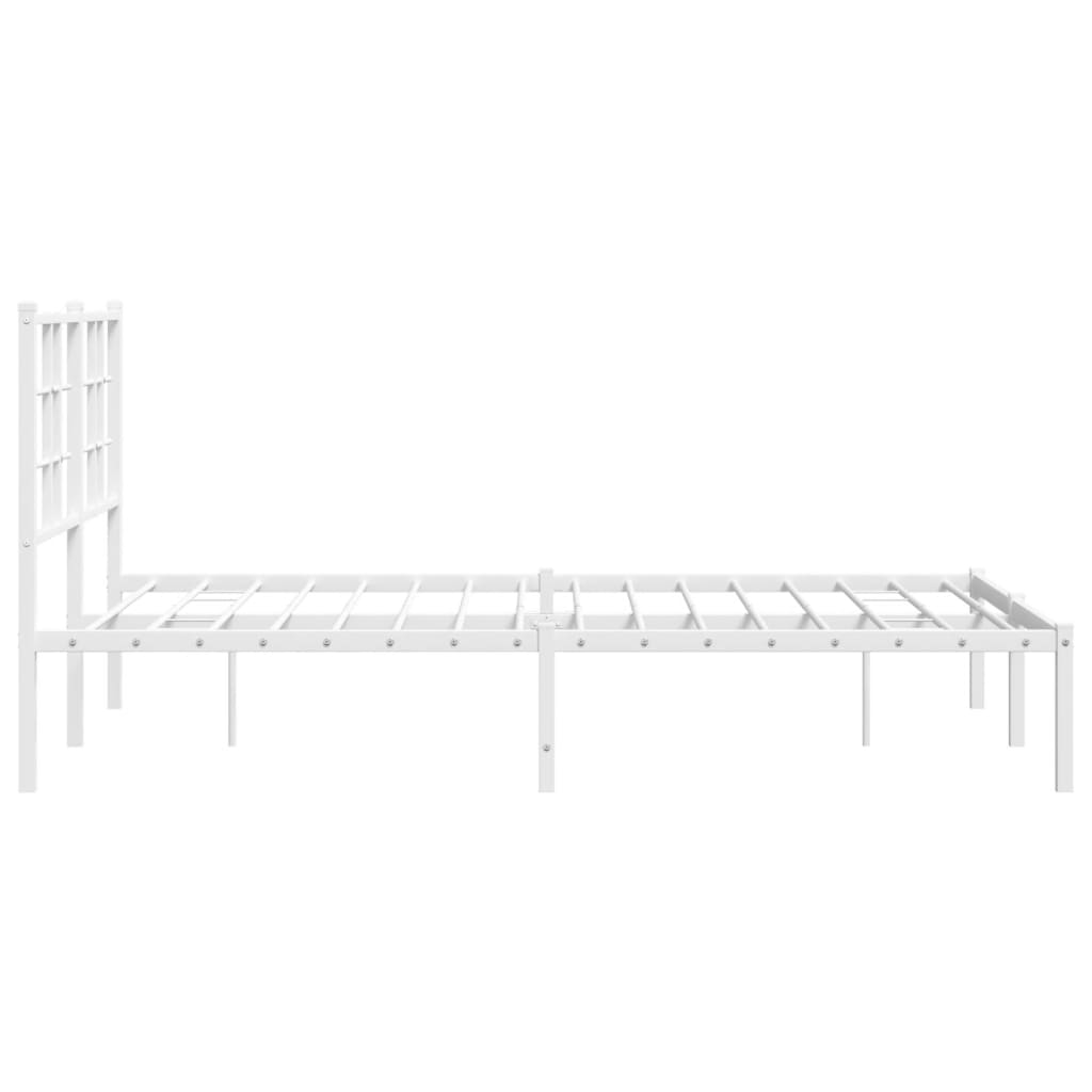 Bed frame with headboard metal white 120x190 cm