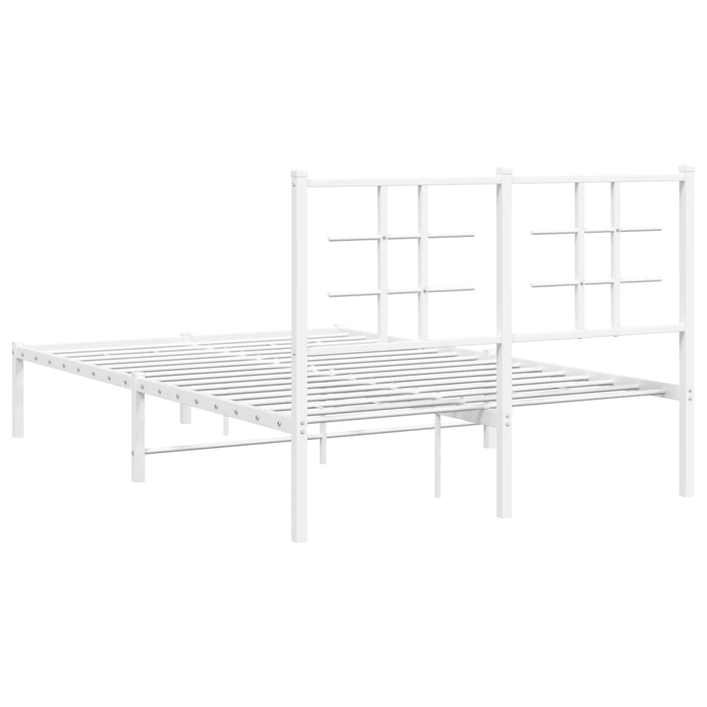Bed frame with headboard metal white 120x190 cm
