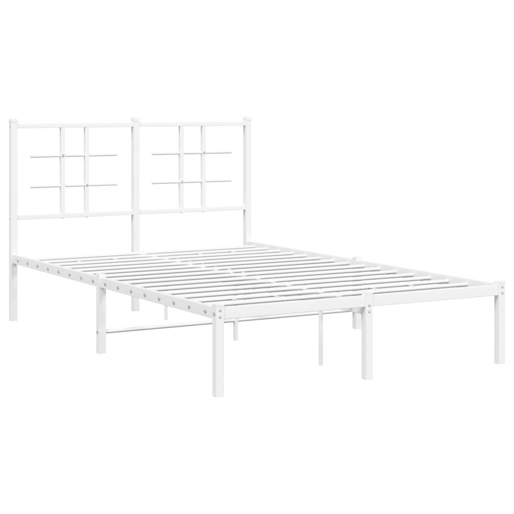 Bed frame with headboard metal white 120x200 cm