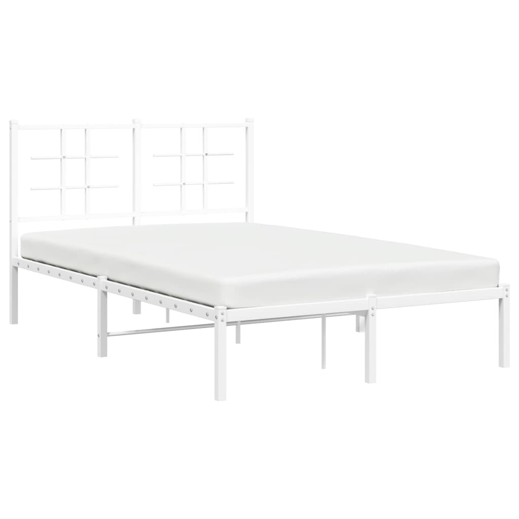 Bed frame with headboard metal white 120x200 cm