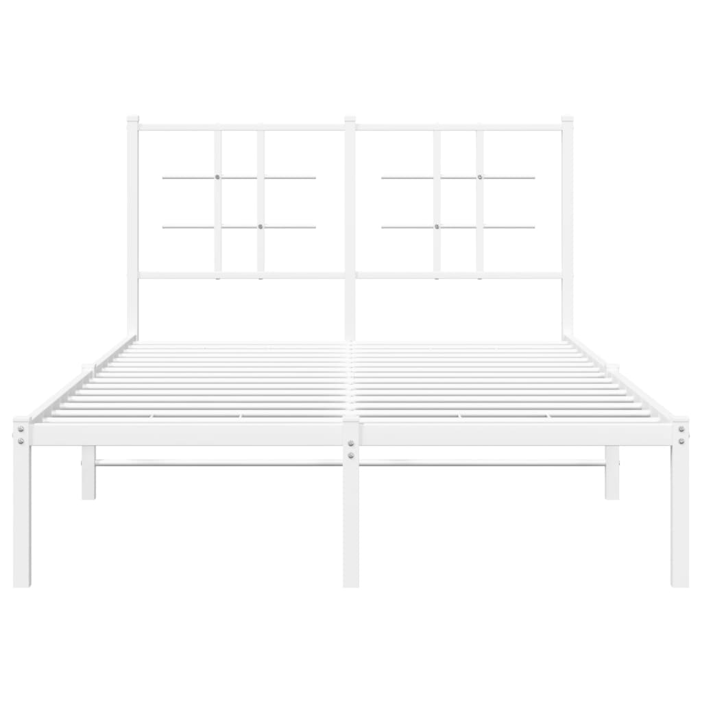 Bed frame with headboard metal white 120x200 cm