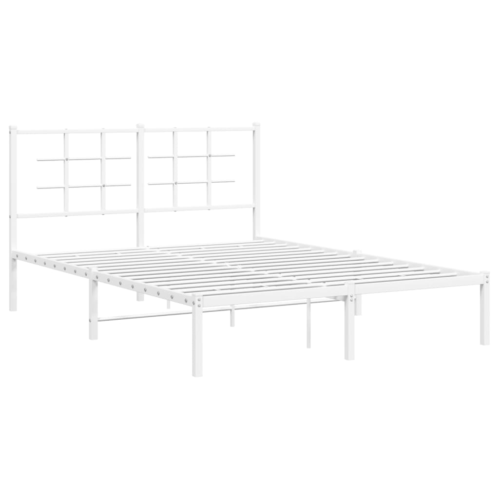 Bed frame with headboard metal white 135x190 cm