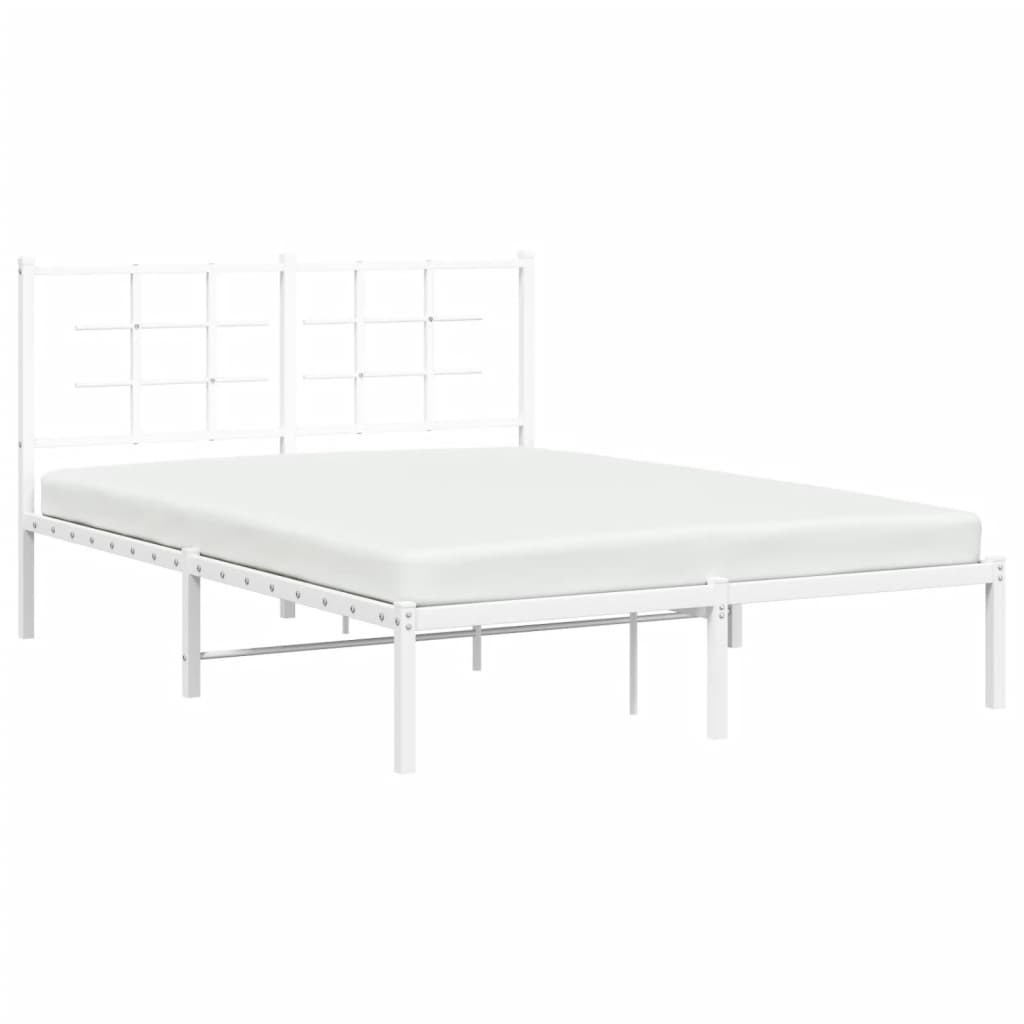 Bed frame with headboard metal white 135x190 cm