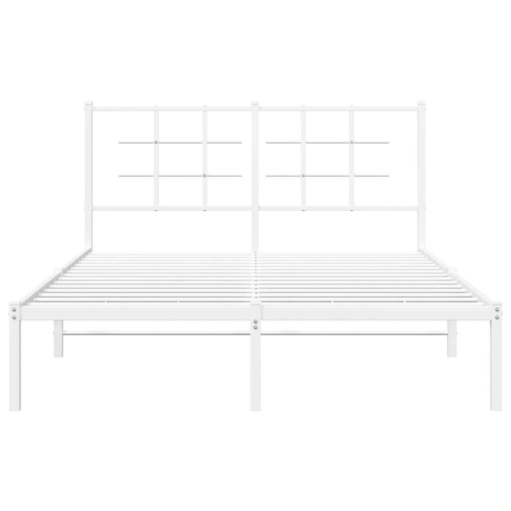 Bed frame with headboard metal white 135x190 cm
