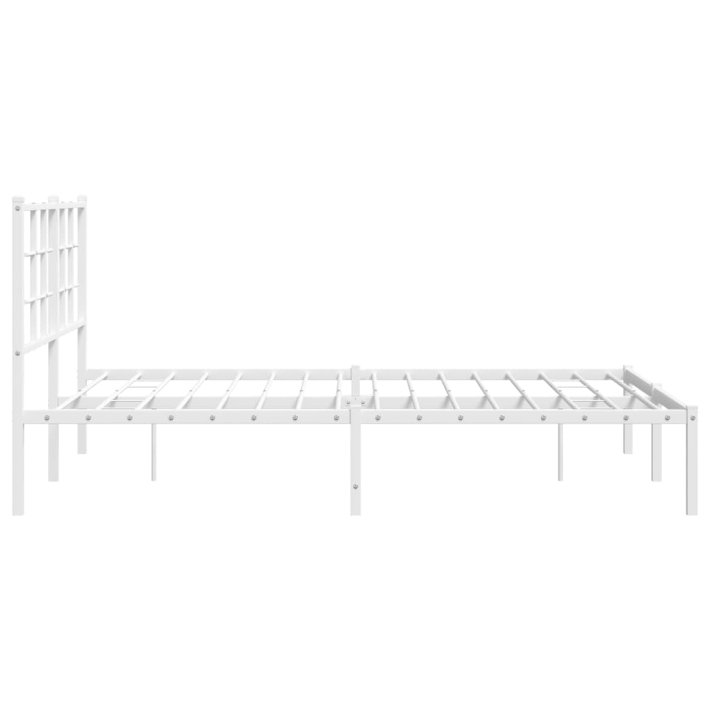 Bed frame with headboard metal white 135x190 cm
