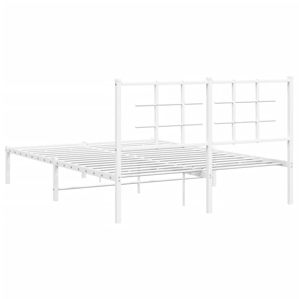 Bed frame with headboard metal white 135x190 cm