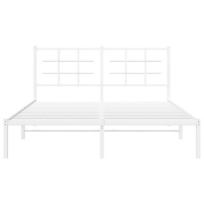 Bettgestell mit Kopfteil Metall Weiß 150x200 cm
