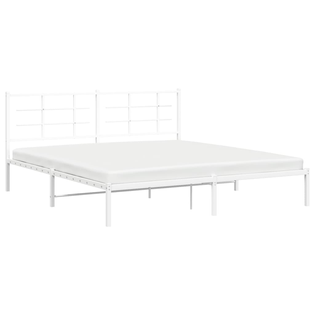 Bettgestell mit Kopfteil Metall Weiß 180x200 cm