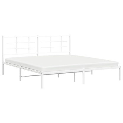 Bettgestell mit Kopfteil Metall Weiß 180x200 cm