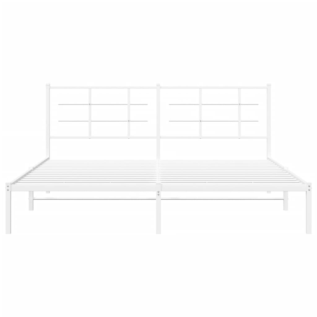 Bettgestell mit Kopfteil Metall Weiß 180x200 cm