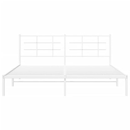 Bettgestell mit Kopfteil Metall Weiß 180x200 cm