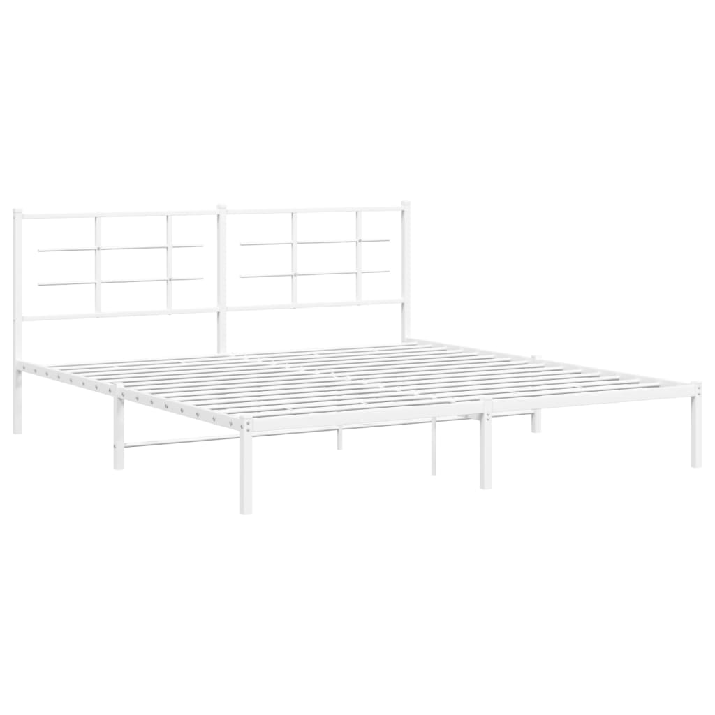 Bed frame with headboard metal white 183x213 cm