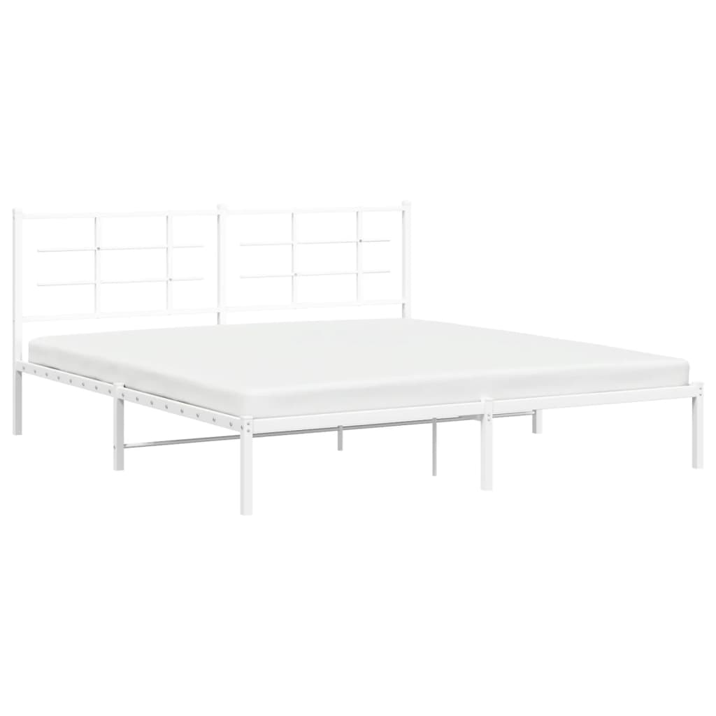 Bed frame with headboard metal white 183x213 cm