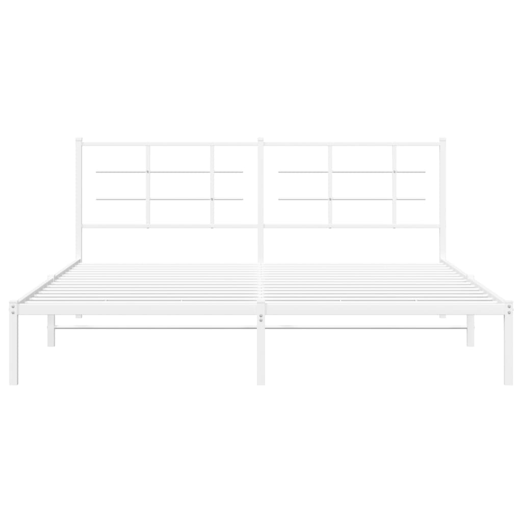 Bed frame with headboard metal white 183x213 cm
