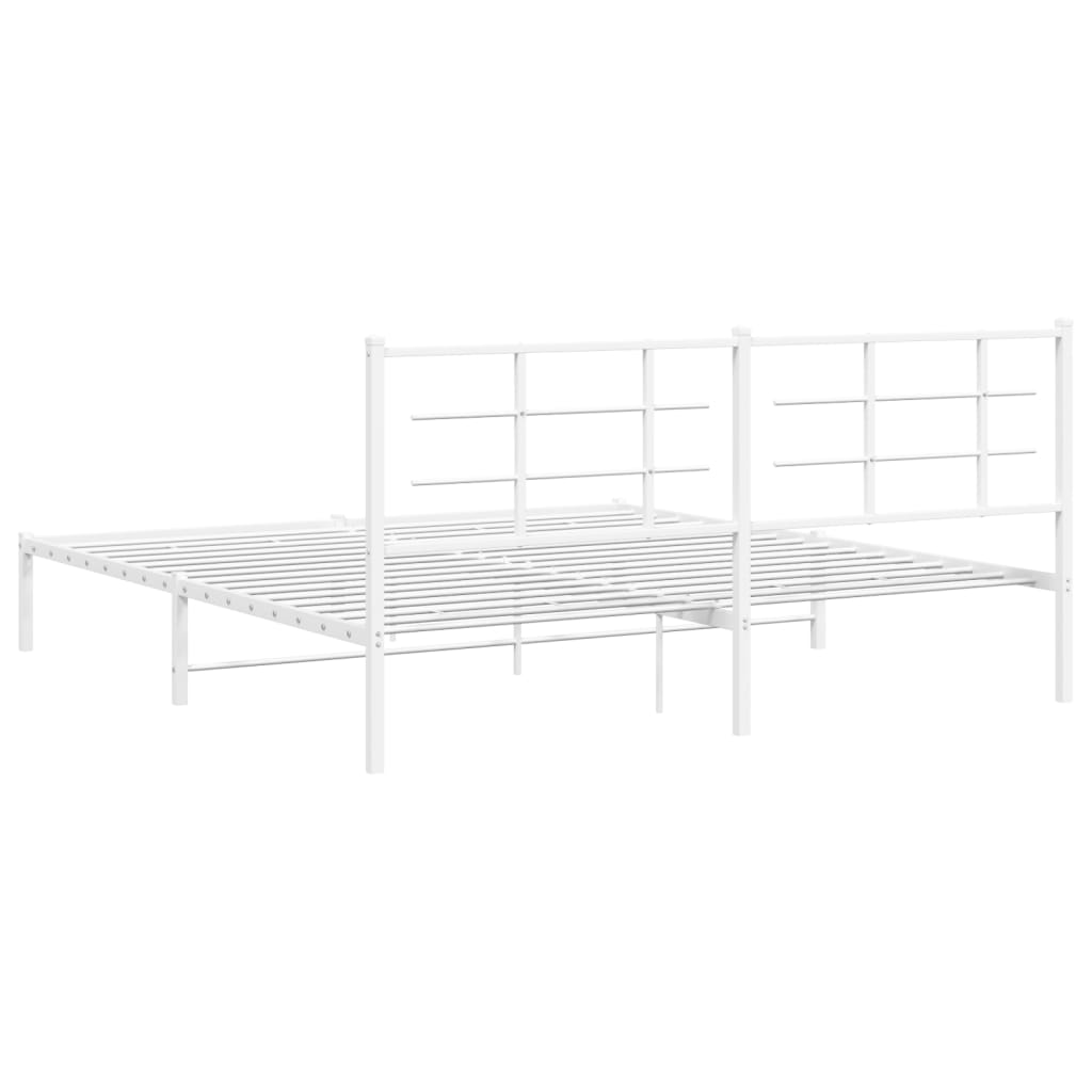 Bed frame with headboard metal white 183x213 cm