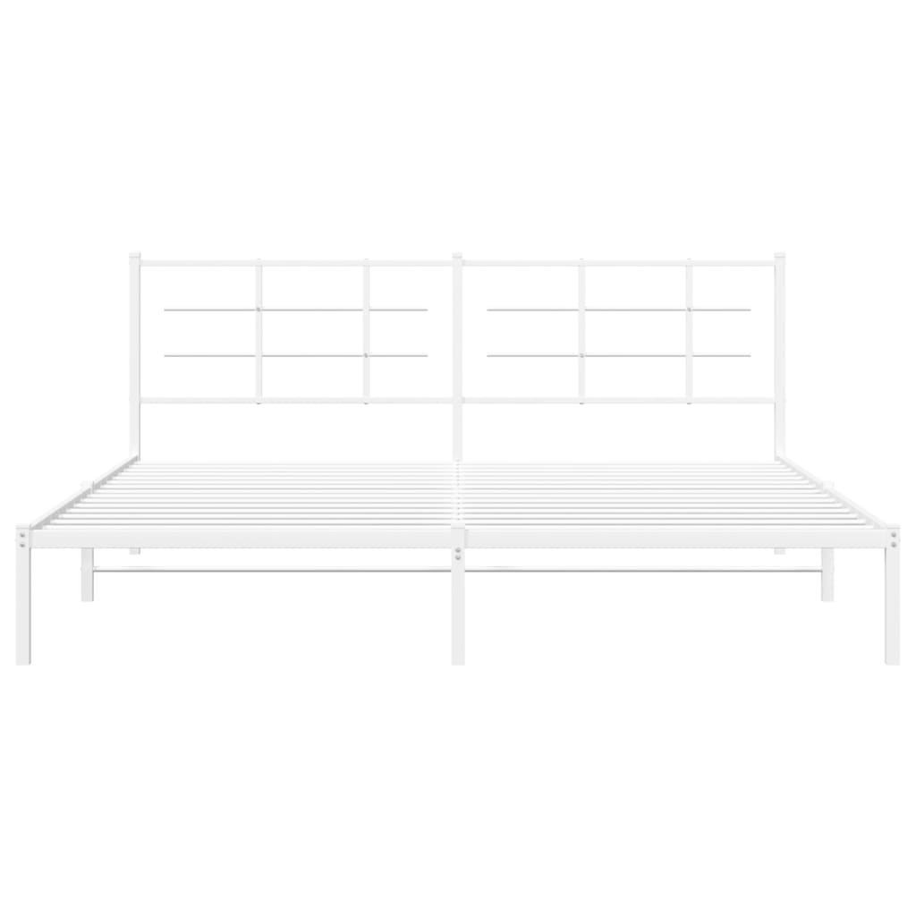 Bed frame with headboard metal white 193x203 cm