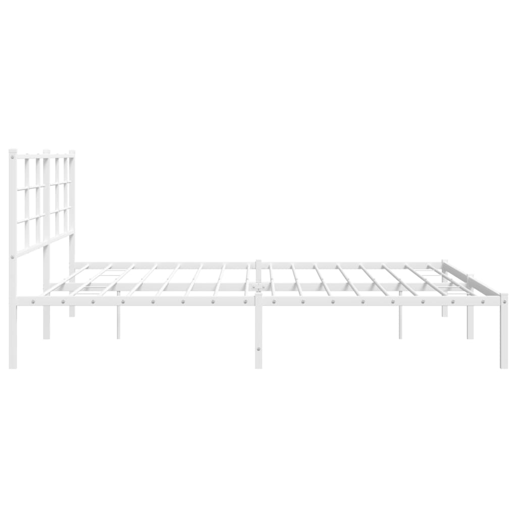 Bed frame with headboard metal white 193x203 cm