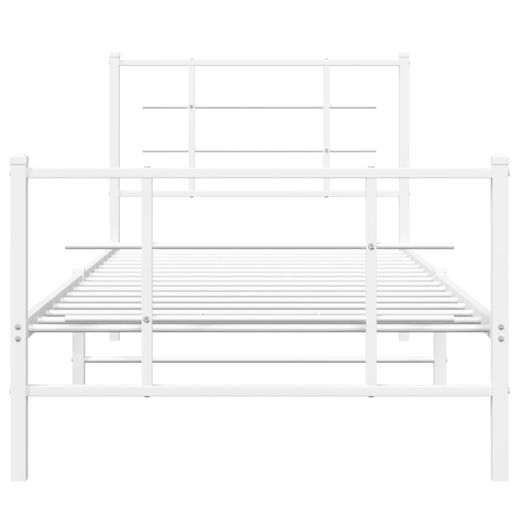 Bed frame with head and footboard metal white 90x190 cm