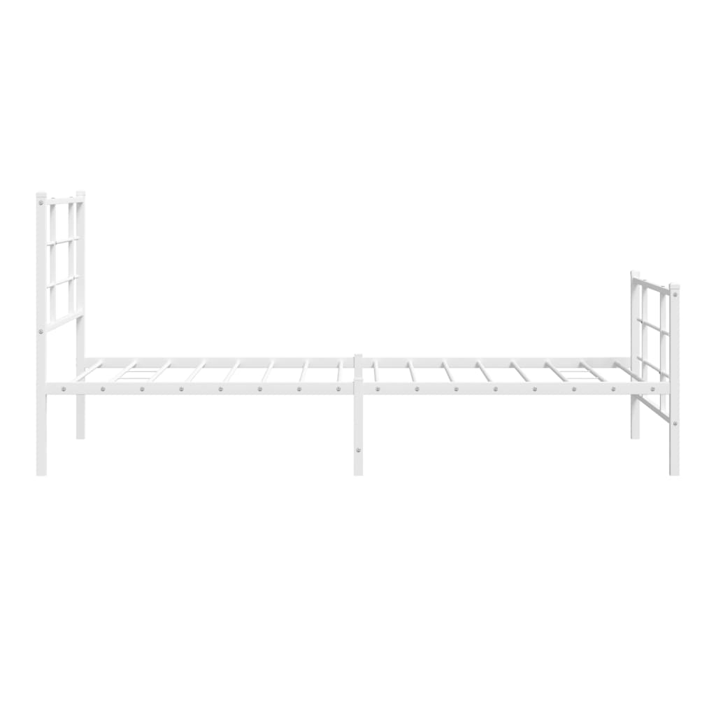 Bed frame with head and footboard metal white 90x190 cm