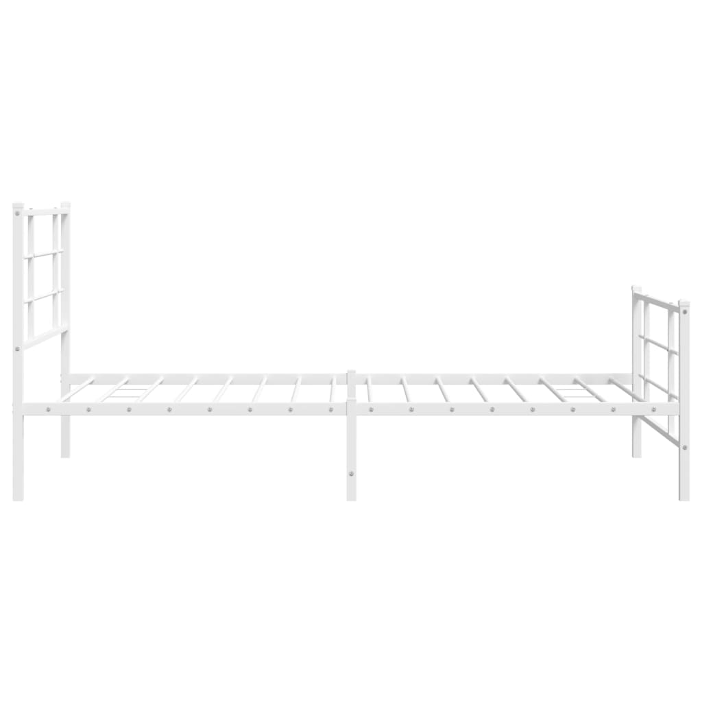 Bed frame with head and footboard metal white 107x203 cm