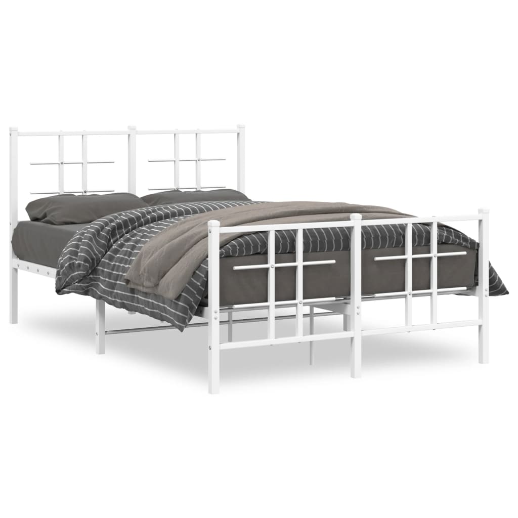 Bed frame with head and footboard metal white 120x200 cm