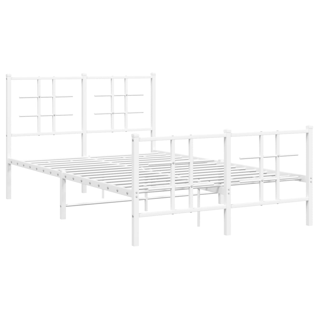 Bed frame with head and footboard metal white 120x200 cm