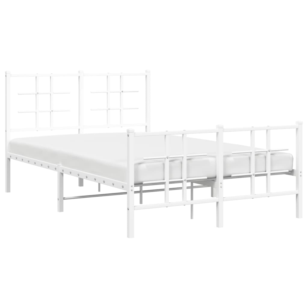 Bed frame with head and footboard metal white 120x200 cm