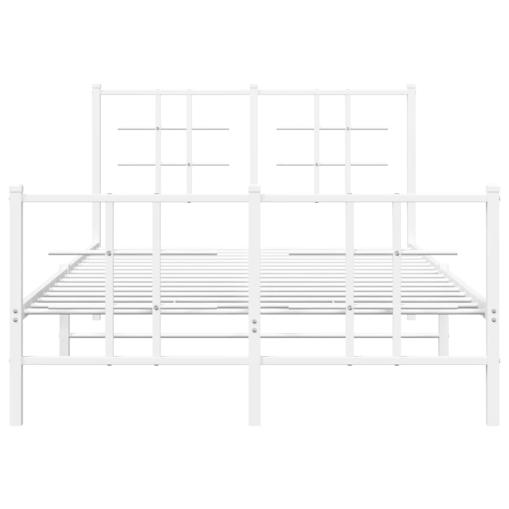 Bed frame with head and footboard metal white 120x200 cm