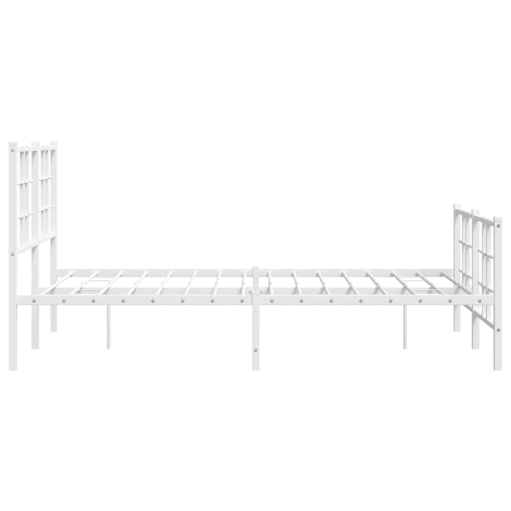 Bed frame with head and footboard metal white 120x200 cm