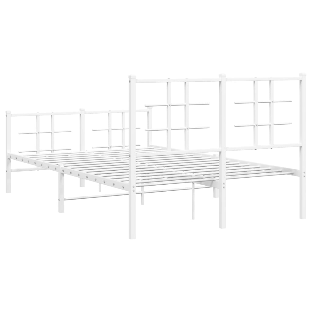 Bed frame with head and footboard metal white 120x200 cm