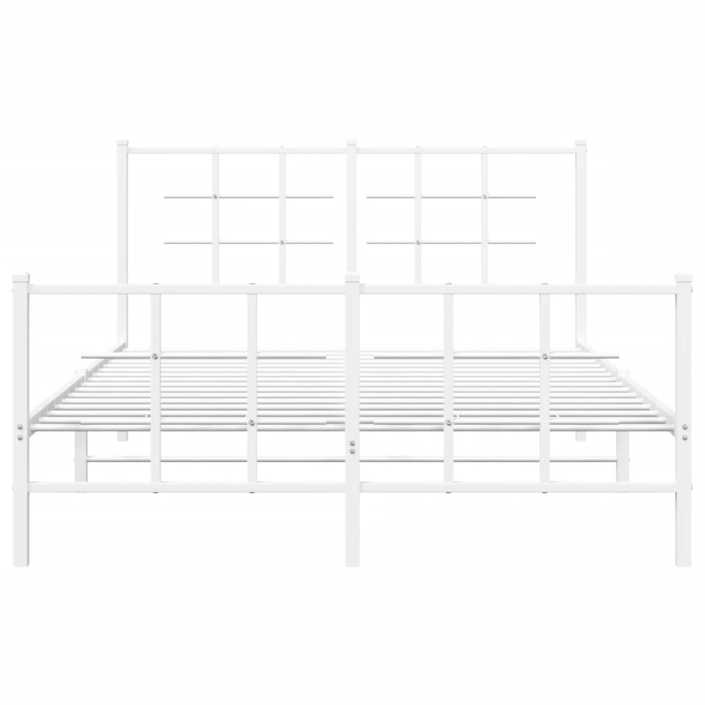 Bed frame with head and footboard metal white 135x190 cm