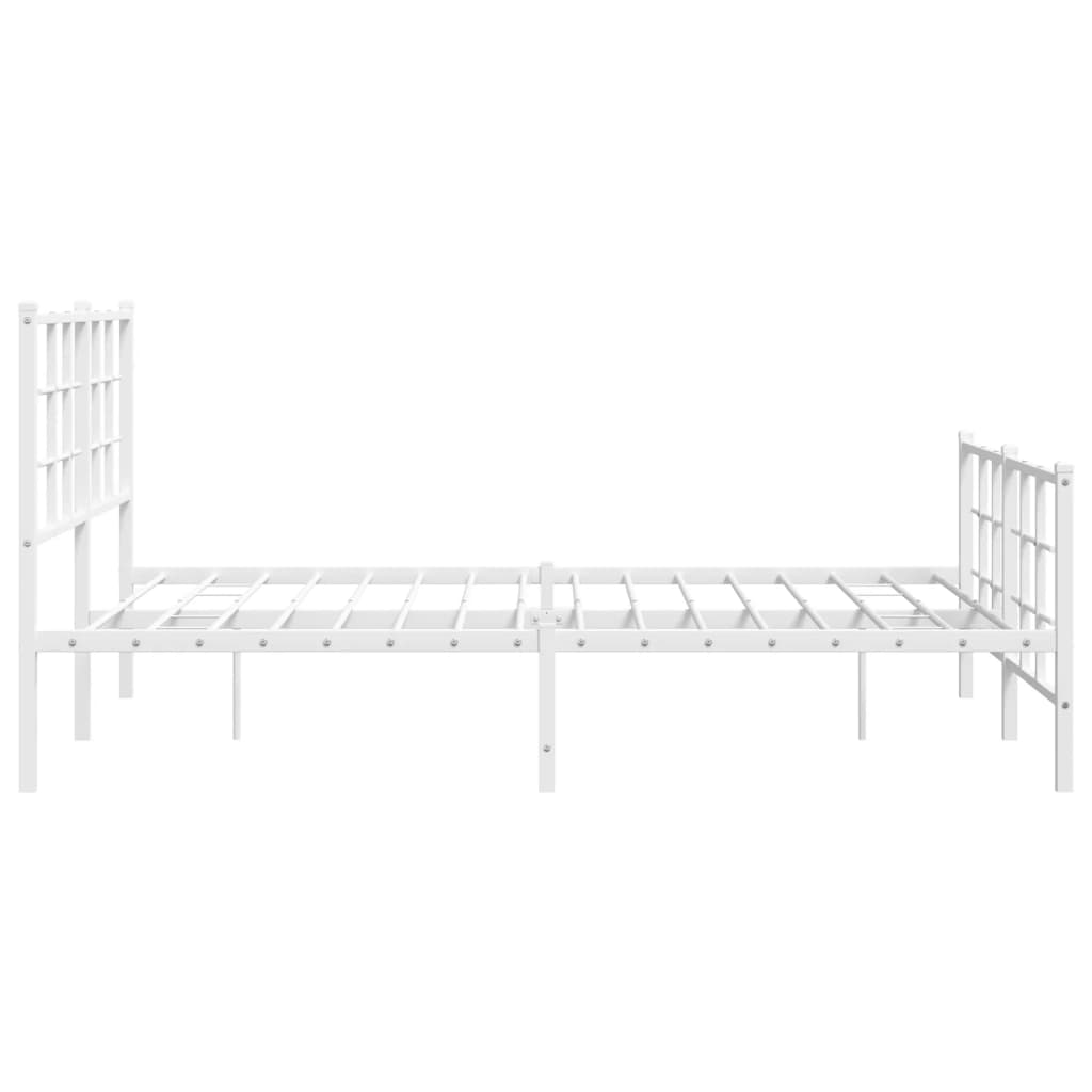 Bed frame with head and footboard metal white 135x190 cm