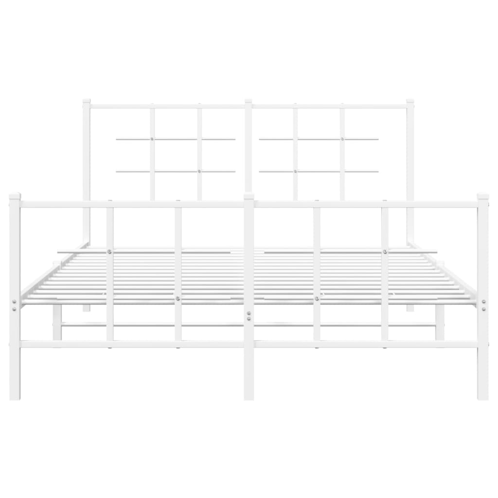 Bed frame with head and footboard metal white 140x190 cm