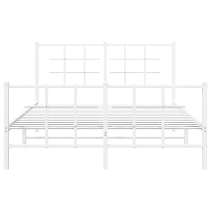 Bettgestell mit Kopf- und Fußteil Metall Weiß 140x190 cm
