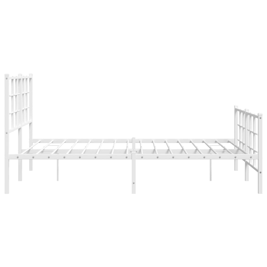 Bed frame with head and footboard metal white 140x190 cm