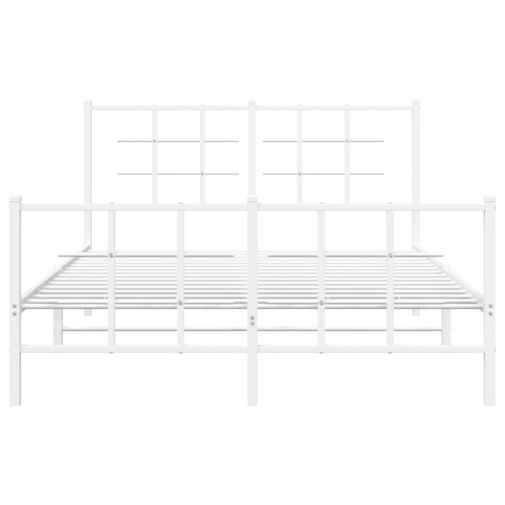 Bed frame with head and footboard metal white 140x200 cm