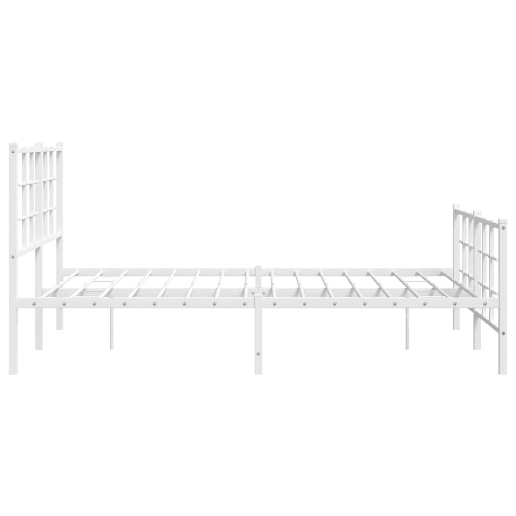 Bed frame with head and footboard metal white 140x200 cm