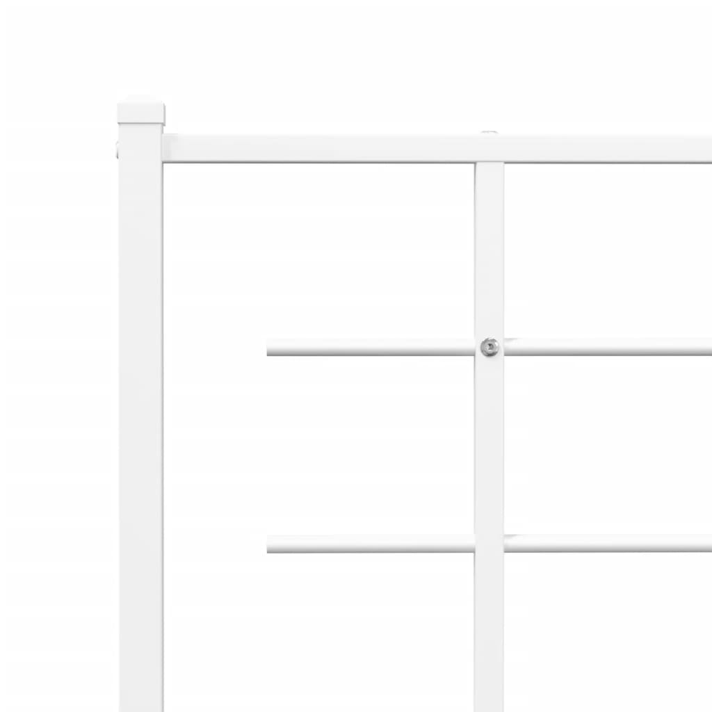 Bed frame with head and footboard metal white 140x200 cm