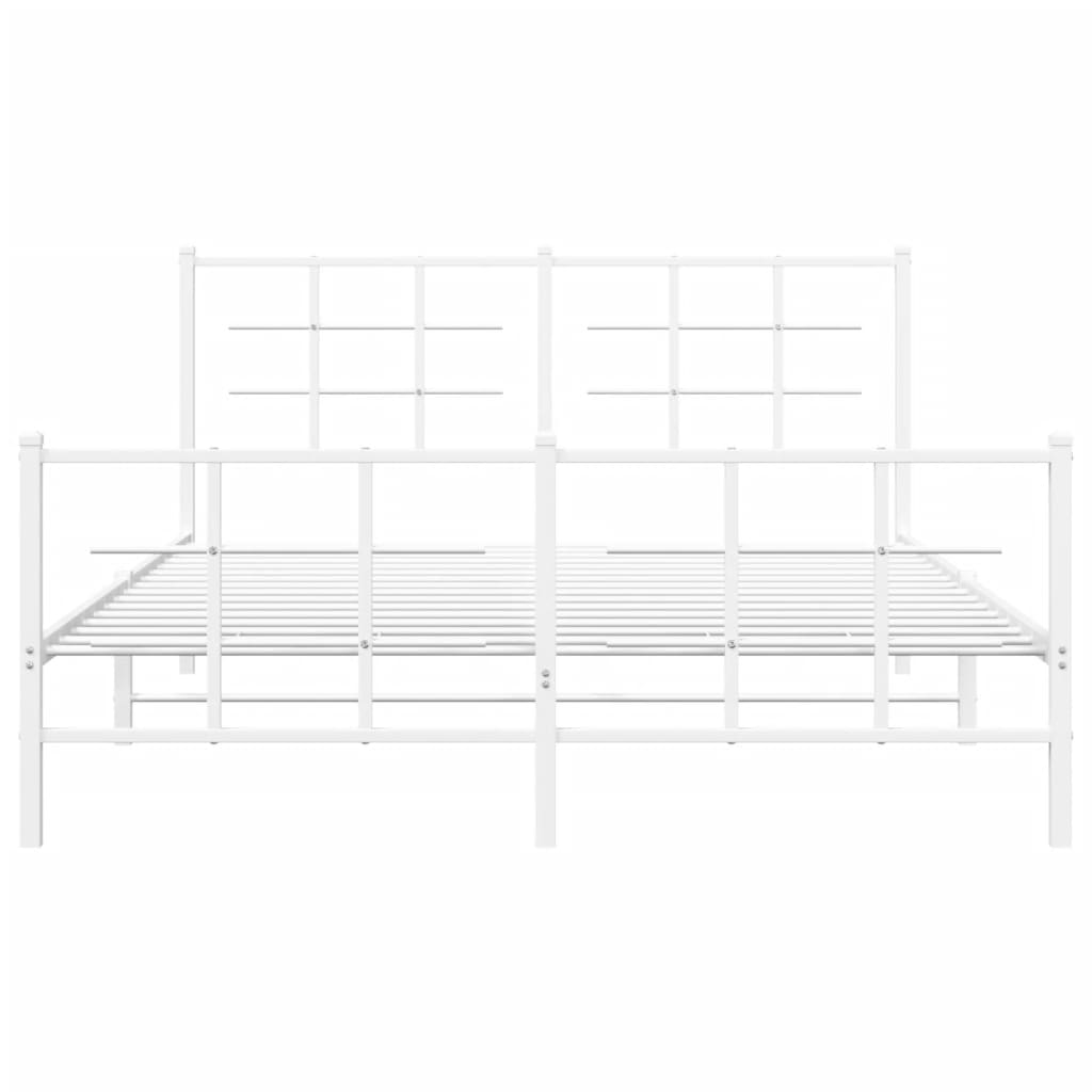 Bed frame with head and footboard metal white 150x200 cm