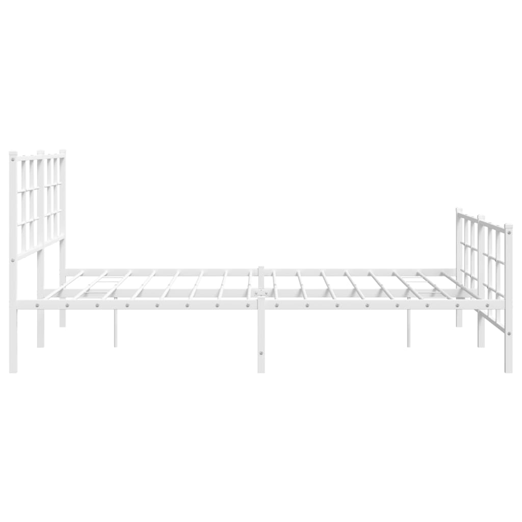 Bed frame with head and footboard metal white 150x200 cm