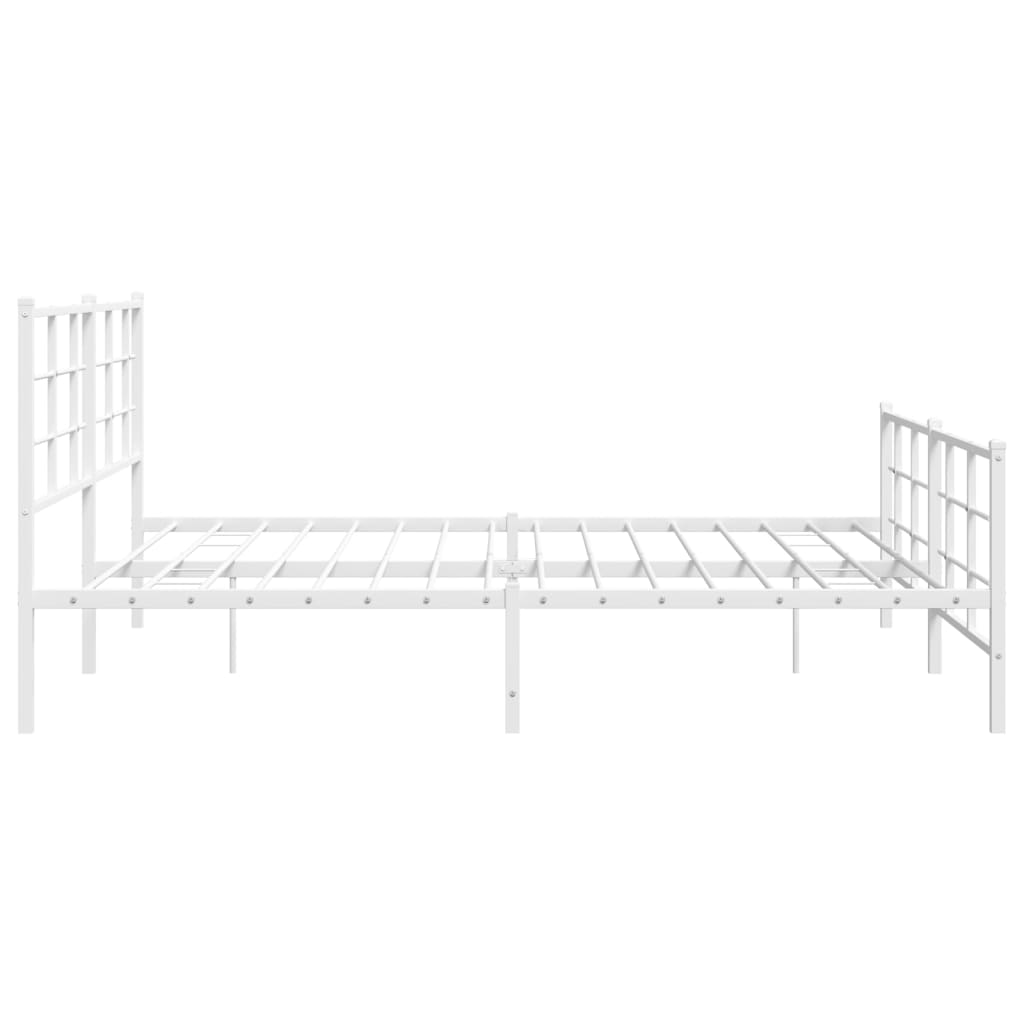 Bed frame with head and footboard metal white 183x213 cm