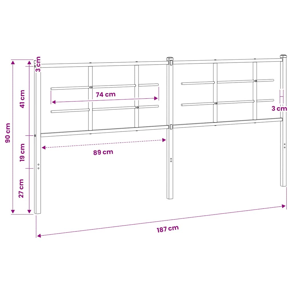 Ersatz-Kopfteil Metall Weiß 180 cm