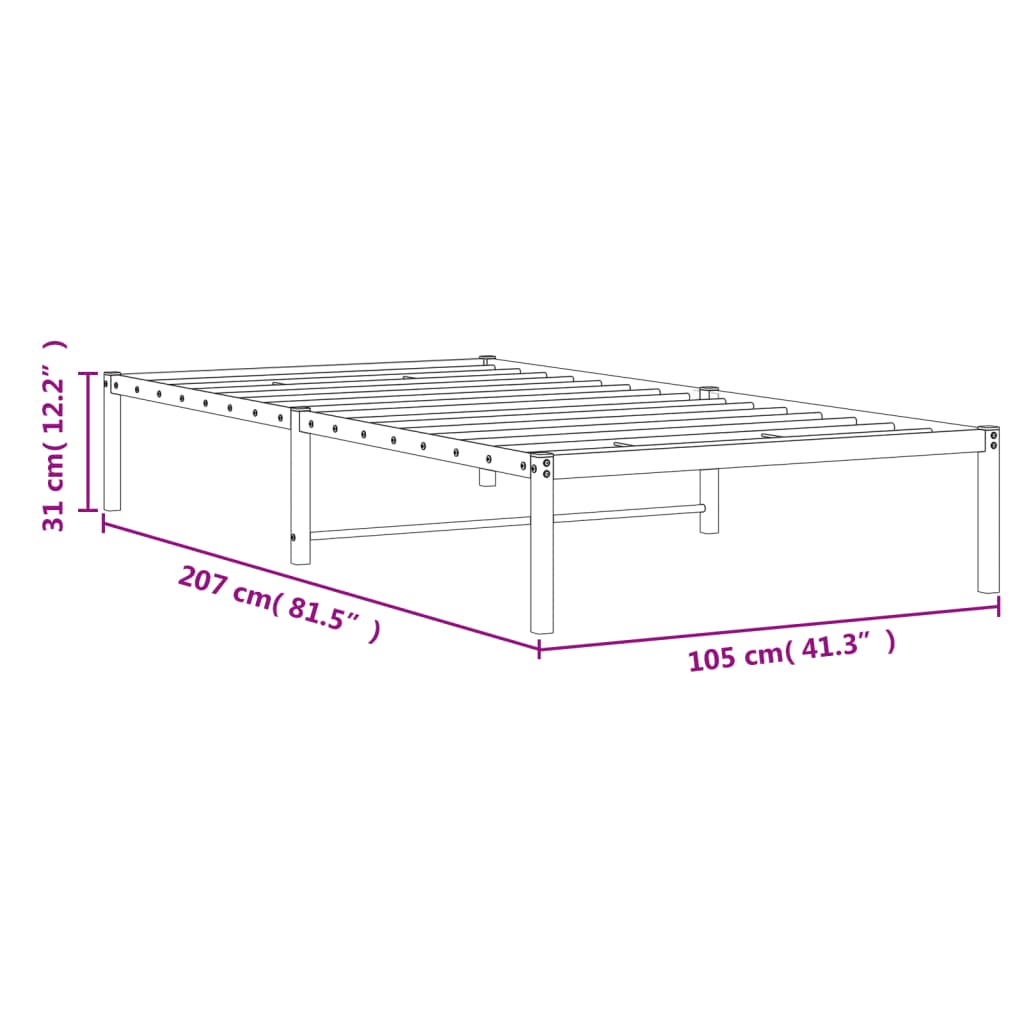 Bettgestell Metall Schwarz 100x200 cm