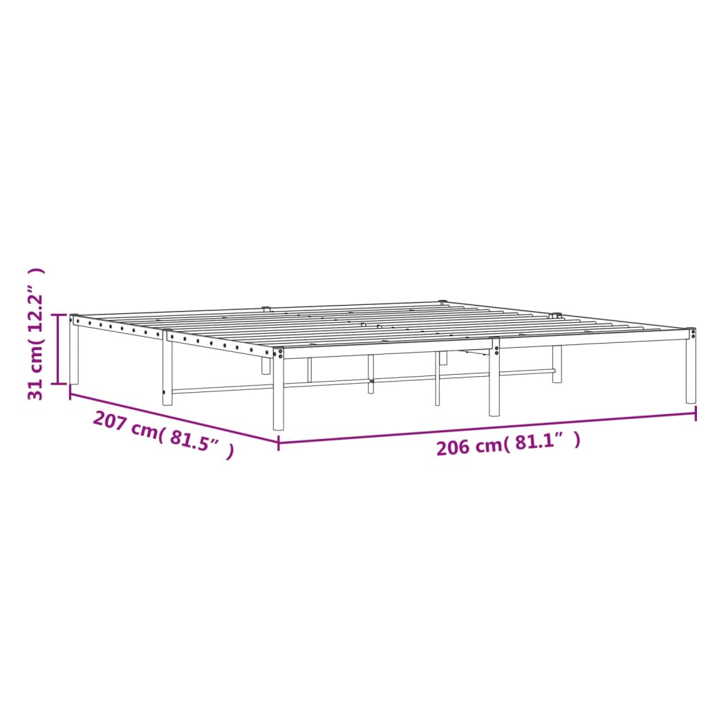 Bettgestell Metall Weiß 200x200 cm