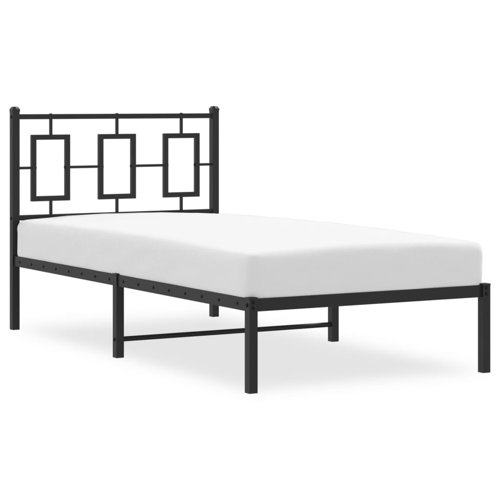 Bed frame with headboard metal black 90x190 cm