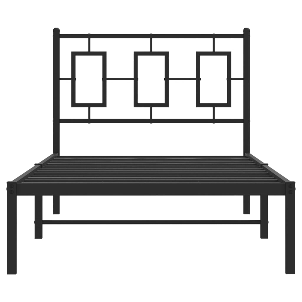 Bed frame with headboard metal black 90x190 cm