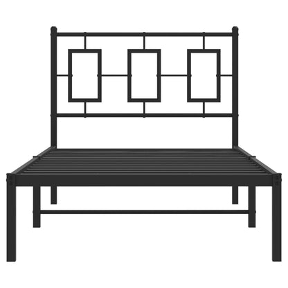 Bettgestell mit Kopfteil Metall Schwarz 90x190 cm