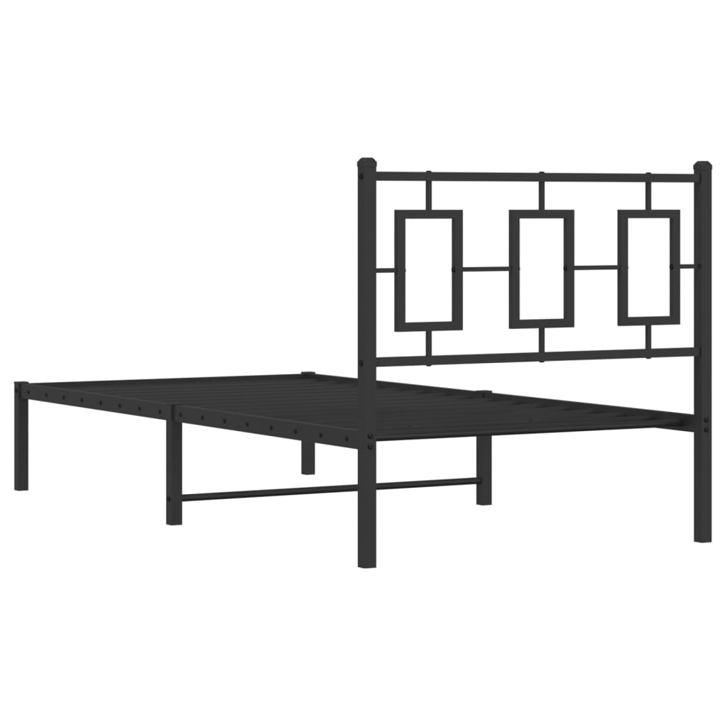 Bed frame with headboard metal black 90x190 cm