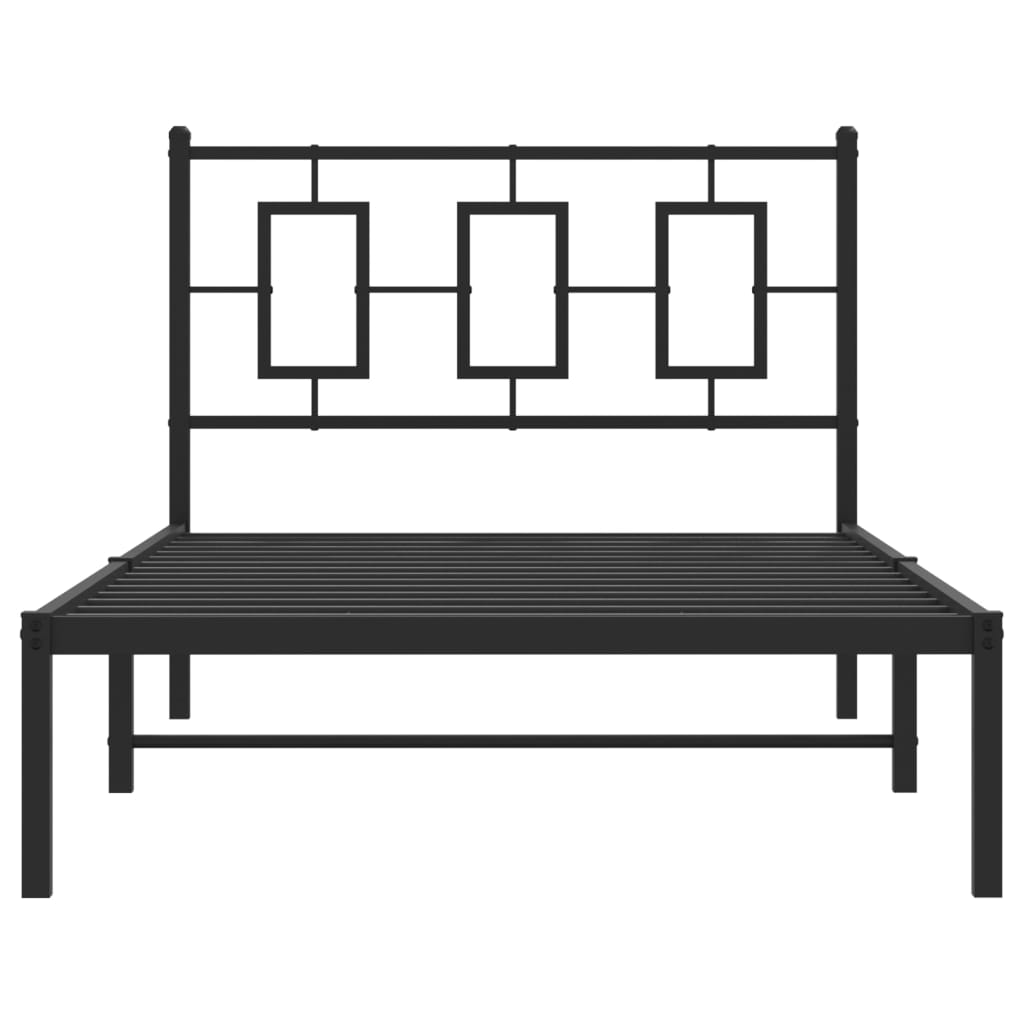 Bed frame with headboard metal black 100x190 cm